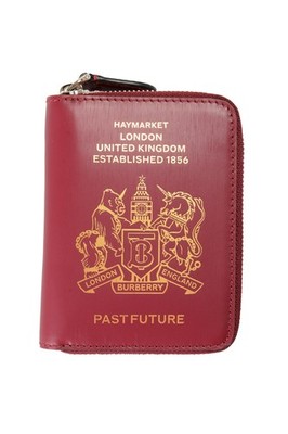 Burberry Unisex ''Passport'' Burgundy Leather Zip Around Wallet
