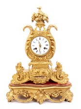 FINE ANTIQUE STEVENARD/JAPY/PICARD FRENCH ORMOLU STRIKING MANTEL CLOCK & STAND