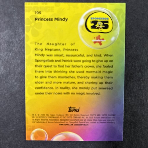 2025 Topps Chrome SpongeBob SquarePants - #195 - rifrattore Princess Mindy /75 - Foto 2 di 3