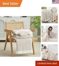 Decorative Two-Tone Chenille Throw Blanket - Cozy Knit for All Seasons, 50"x60"