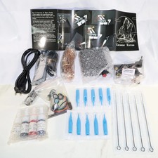 Complete Tattoo Kit 2 Professional Machine Set Gun 15 Inks Power Supply