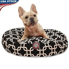 Round Dog Bed Water Resistant Zippered Slipcover Machine Washable Plush Fill New