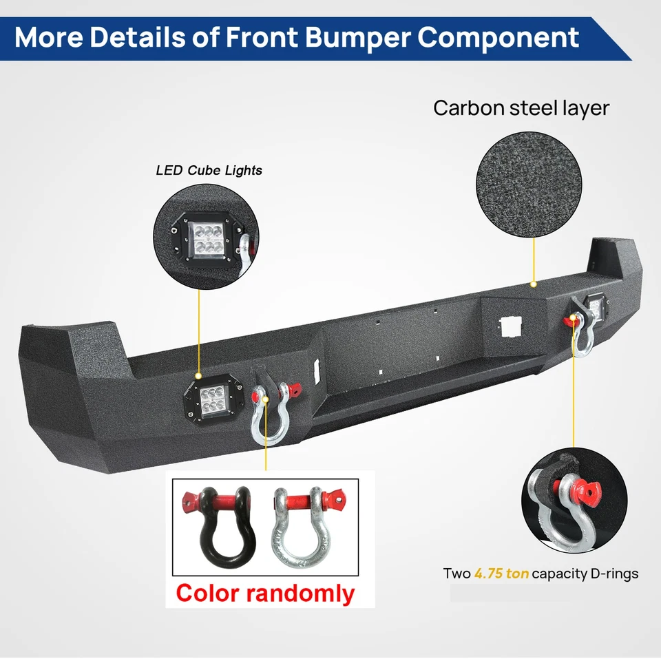 Fits Toyota Tacoma 2005-2015 Rear Bumper w/License Plate & LED Lights (Steel) Foto 3 de 4
