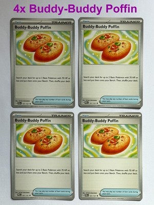 4x Buddy-Buddy Poffin (101/131) Prismatic Evolutions Playset NM Pokémon Cards