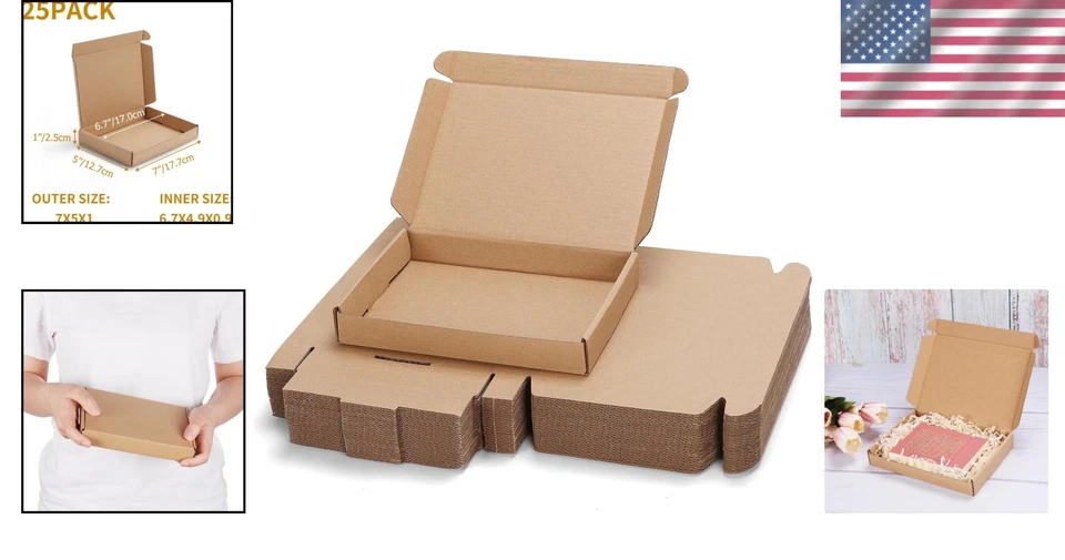 Shipping Boxes Bulk 25 Pack Cardboard Brown Tuck Top Mailer Small Business - Image 2 of 4