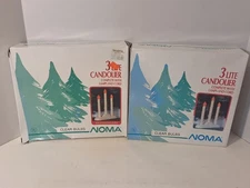 2 NOMA 3 Light Candolier Christmas Holiday Window Lights New Damaged Box