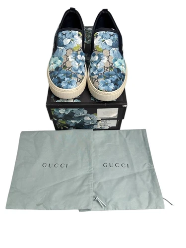 Baskets à enfiler Gucci Supreme GG toile imprimée fleur bleue taille 10