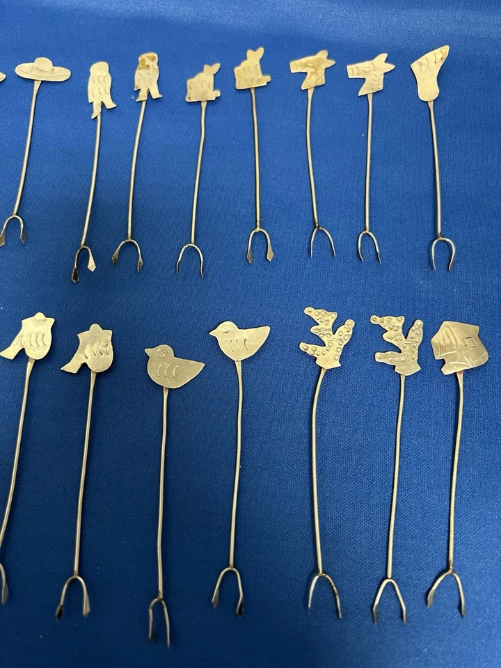 Conjunto de 22 garfos vintage de prata esterlina Taxco para coquetel/azeitona modernista mexicano - Imagem 3 de 4