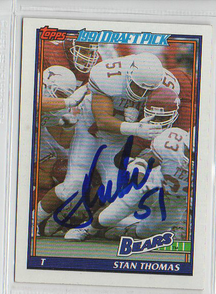Stan Thomas 1991 Topps signed auto autographed card Chicago Bears