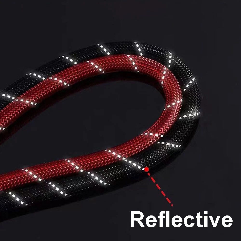 10FT Large Pet Rope Dog Leash Heavy Duty Reflective Nylon Leads w/ Comfy Handle