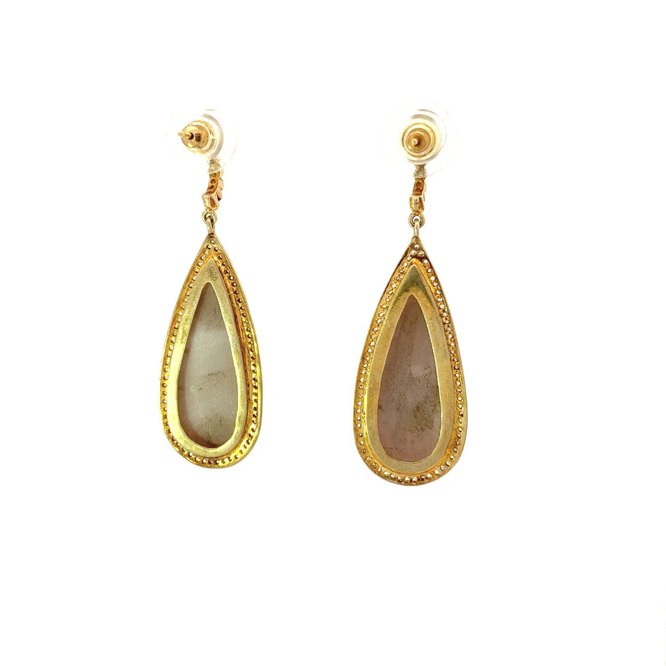 维多利亚风格原始 Geode 手工耳环 925 纯银带钻石 — 第 3/4 张图片