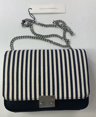 Loeffler Randall Leather Silver Chain Clutch Crossbody Handbag NWT $395 AS IS