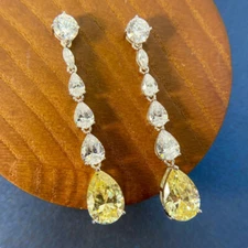 Sparkly 925 Silver Filled Drop Earring Women Cubic Zircon Wedding Jewelry Gift