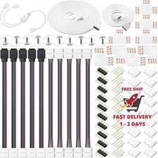 Kit de conector para tira LED RGB 5050 de 4 pines y 10 mm. Cable de extensión