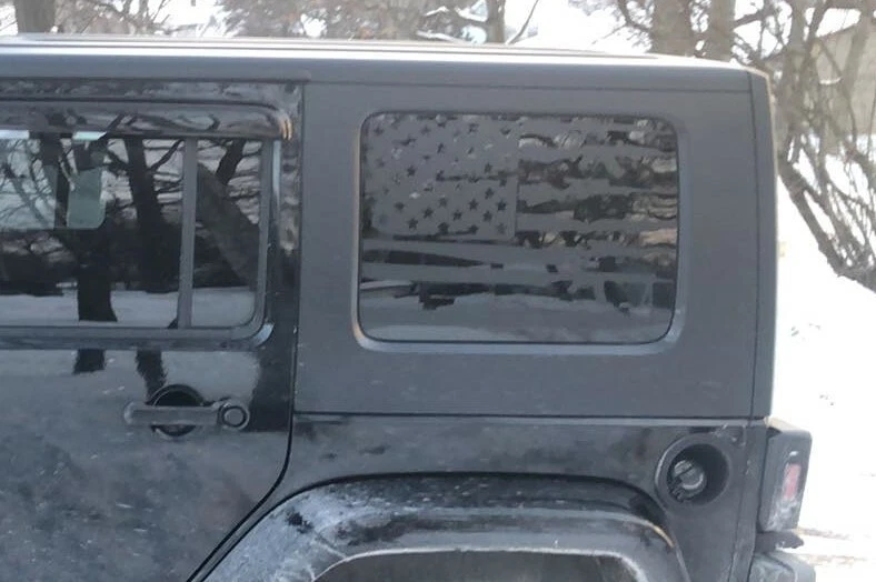 Adesivos para janela de arma bandeira americana compatíveis com Jeep Wrangler 4Dr JK JKU JL JLU 2007-2024 - Imagem 3 de 4