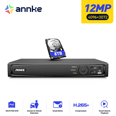 ANNKE 12MP UHD POE 16CH NVR Überwachungskamera Videorecorder AI Bewegungsmelder 