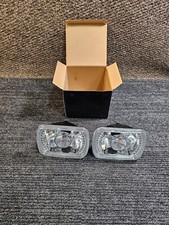 Qty 2universal 7x6 Chrome Drl White Led Sealed Beam Projector Head Lights Lamp