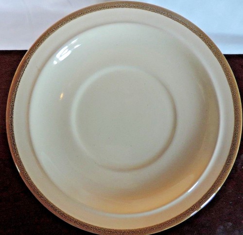 Stonecrest Cup Saucers Andre Ponche Beige Amber Brown Edge Set of 6 - Picture 2 of 3