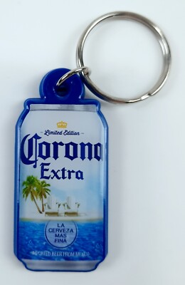Corona Extra Beer Can Shaped Rubber Keychain 3'' x 1''