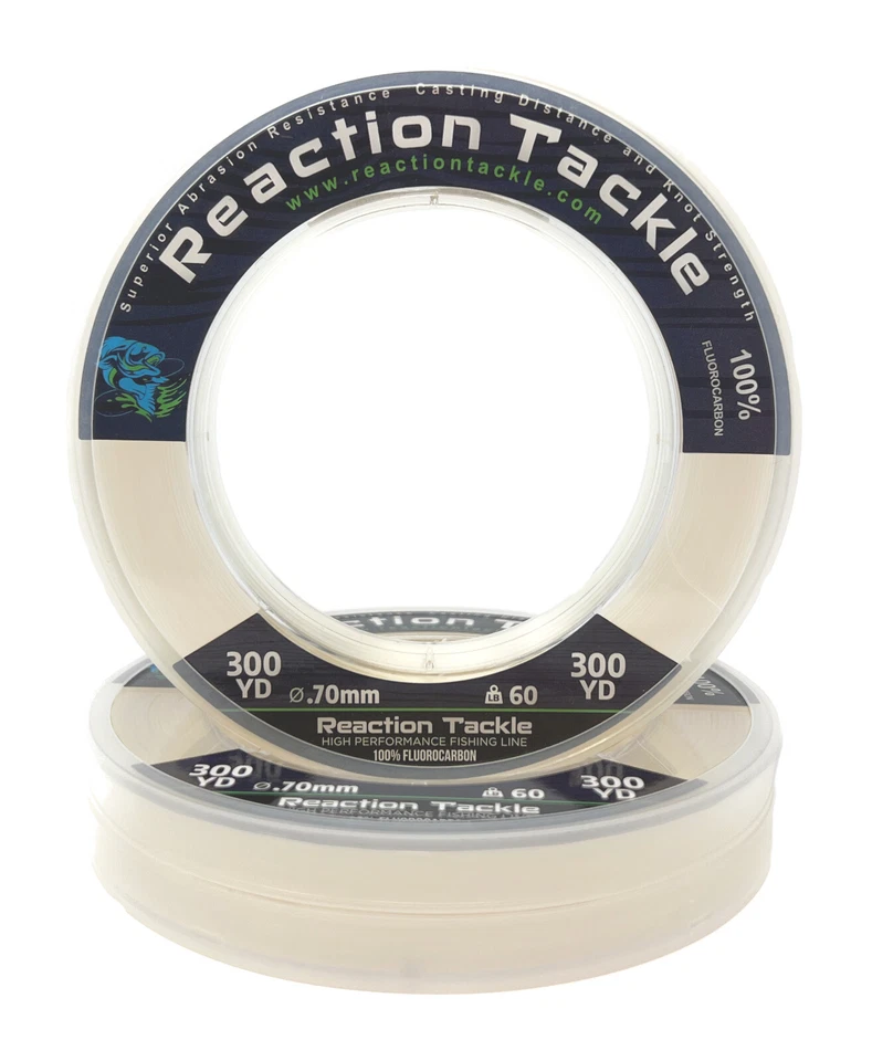 Línea de pesca Reaction Tackle 100 % puro fluorocarbono colores rosa o claro Foto 2 de 4