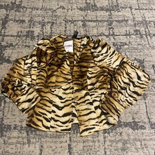 Nuevo Con Etiquetas Forever 21 Imitación Satén Cárdigan Talla Pequeña Estampado Tigre Precioso