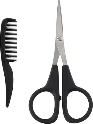 TOUCH OF BEAUTY BARTSCHERE mit BARTKAMM SET klein Bart Schere Kamm Haar Schnurrbartschere 89