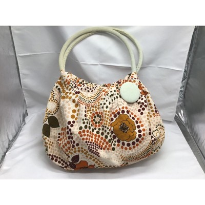 Orange Floral Polka Dot Shoulder Bag Corduroy Bohemian Mod Granny Nostalgia