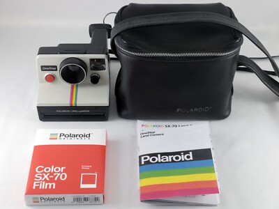 Vintage Polaroid SX-70 OneStep White Rainbow Stripe Instant Camera