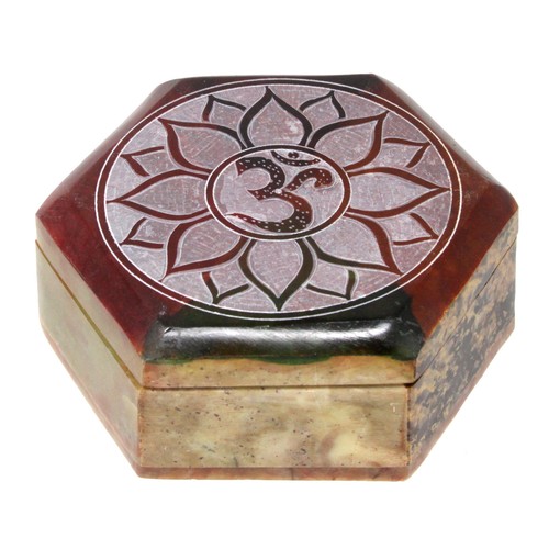 Soapstone Jewellery Box Trinket Hand Carved Keepsake Storage Organiser Box Gift - Picture 3 of 32