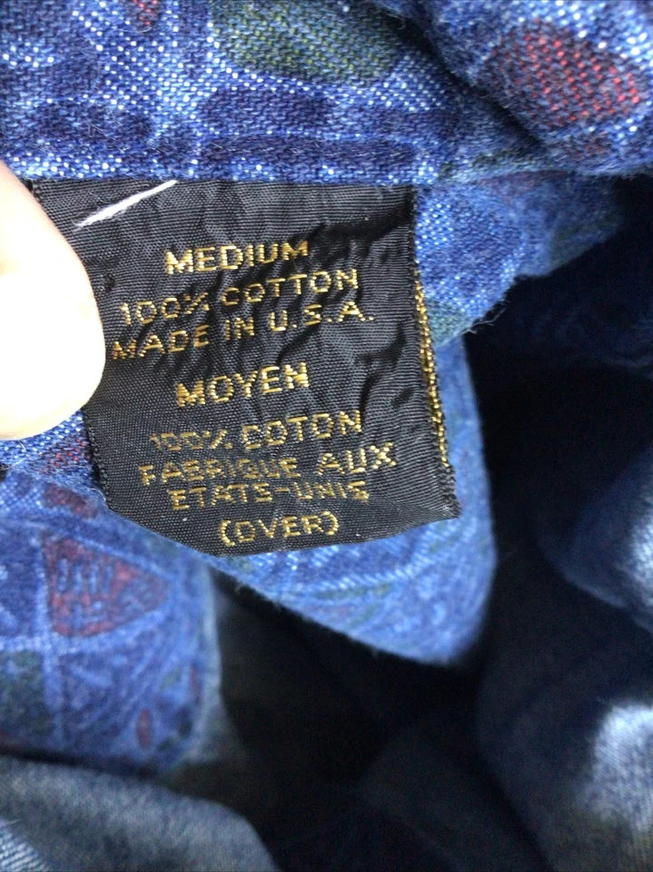 Camisa DE COLECCIÓN Eddie Bauer Para Hombres Talla M Moyen Denim Azteca Estampado Geométrico EE. UU. Foto 3 de 4