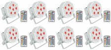  8 Rockville BATTERY PAR 6RF White Rechargeable Wireless DMX Lights RF Remotes