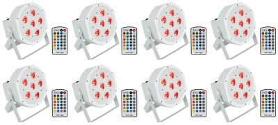 (8) Rockville BATTERY PAR 6RF White Rechargeable Wireless DMX Lights+RF Remotes