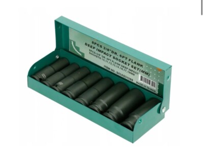 8 Pc 3/8'' Drive 6PT Deep Impact Socket Set METRIC 10-19