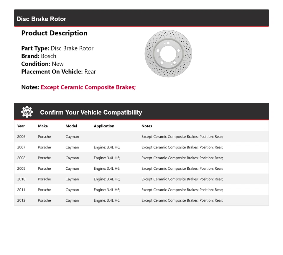 Rotor de freno de disco trasero QuietCast Bosch 2006-2012 2007 2008 Foto 2 de 4