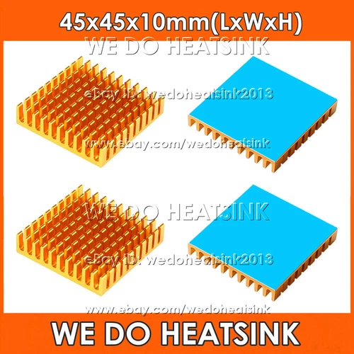 45x45x10mm Gold Anodized Heatsink Radiator Cooler With Adhesive Tape Applied
