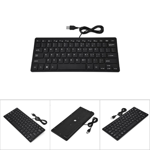 Black 78 Keys Ultra Thin Mini USB Wired Keyboard For Desktop Computer Laptop Set - Picture 22 of 22