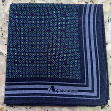 GEOMETRICS BLUE VTG ART CLASSIC HANDKERCHIEF COTTON MEN POCKET SQUARE 19" M105