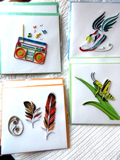 TARJETAS DE FELICITACIÓN ARTESANALES QUILLING X7 TEMA EN BLANCO SURTIDO CADA UNA SELLADA