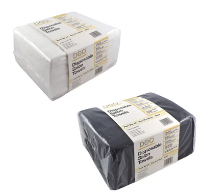 Disposable Hair Towels Hair Beauty Salon 80x40cm pack of 50 DEO Black or White
