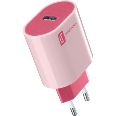 Cellularline Charger Style Color Netzteil rosa USB-A 12W Netzadapter Stecker NEU