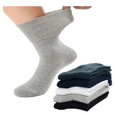 5 Pairs Diabetic Socks Loose Top Non-Binding Cotton Comfort Wide Fit Breathable