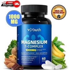 Magnesium 7 Complex Supplement Advanced  Sleep, Muscle  Nerve Support, 60 Caps