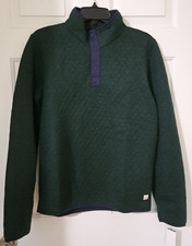 Marine Layer Men  s Corbet Quilted Reversible Forest/Charcoal Pullover Sweater S