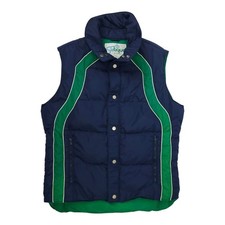 Skitique Puffer Vest L Vintage 70s 80s Down Feather Fill Full Zip Snap Button