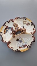 Plat Triparti en Faïence de HB QUIMPER Collection Peinte main Vintage 1940-1950
