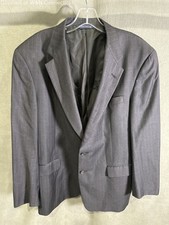 Vintage 90s Burberry Men's Gray Pinstripe Wool Blazer Sz 40R COA