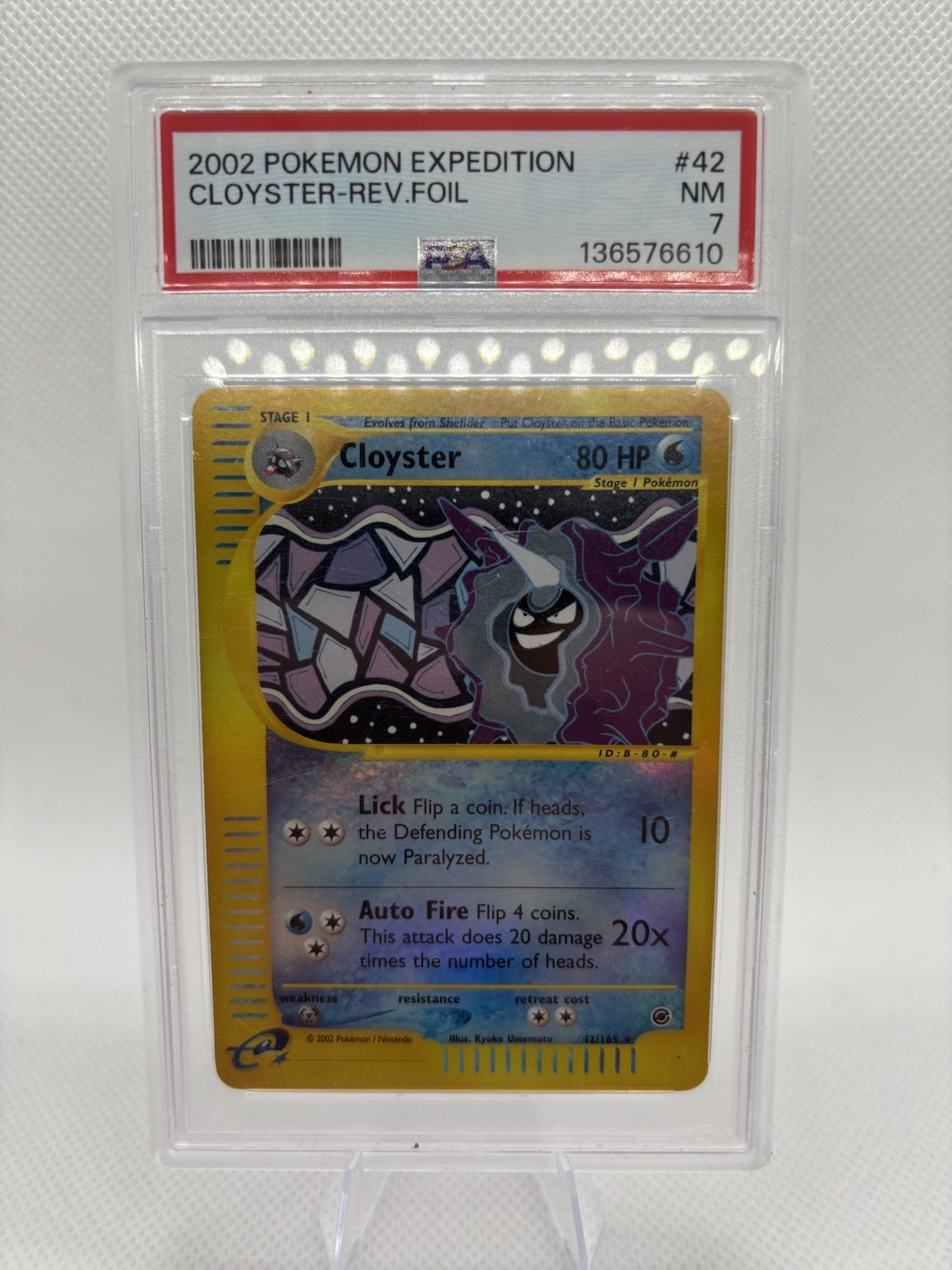 Pokémon TCG Cloyster Reverse Holo PSA 7 Expedition Base Set 042/165 EN 2002