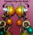 Vintage Clip On Beaded Sparkly Dangling Earrings 3" Long — photo 3