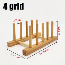 Bamboo Dish Drying Rack Plate Holder Pot Lid Organizer Kitchen Storage