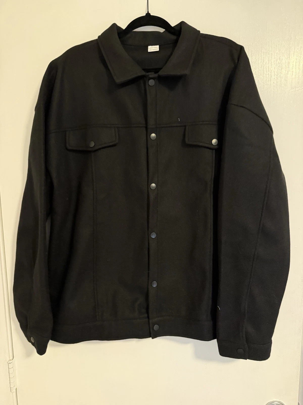 Men’s Black Oversized Shacket Trucker Jacket Snap Front Utility XL XXL Lot Of 3 image 2